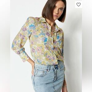 Trendyol Woven 3/4 Length Sleeve Floral Blouse, Size 6, NWT